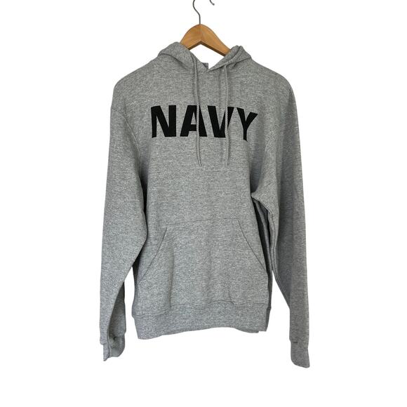 US Navy Fleece Hooded Sweatshirt Hoodie Men's Size M Gray Black Logo Soffee NWT - Picture 2 of 10